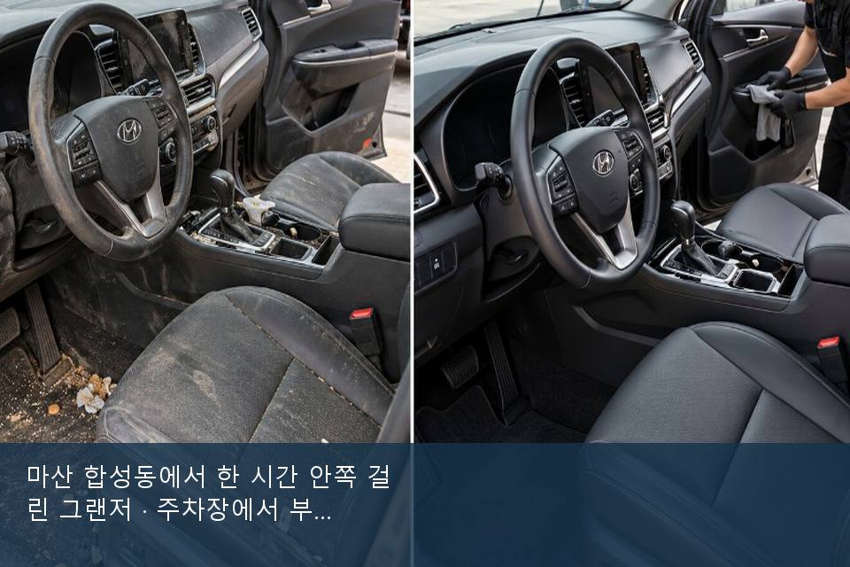 마산 합성동에서 한 시간 안쪽 걸린 그랜저 · 주차장에서 부른 날